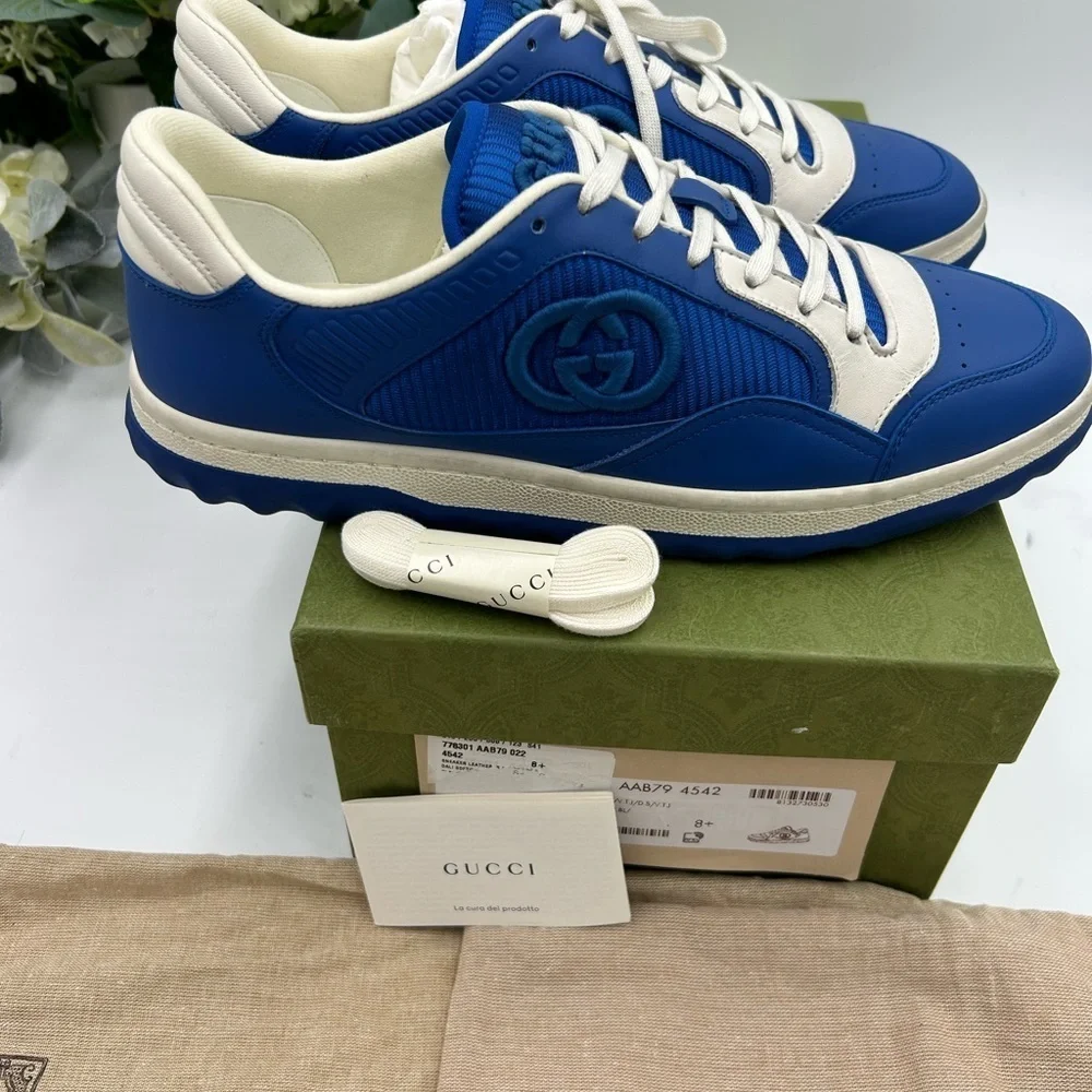 Men's Gucci Mac 80 low top sneakers size 8.5 fits 9.5 US made in Italy